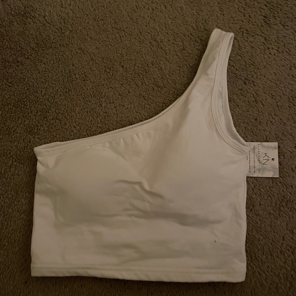 NWT KLASSY Network One Shoulder Brami White